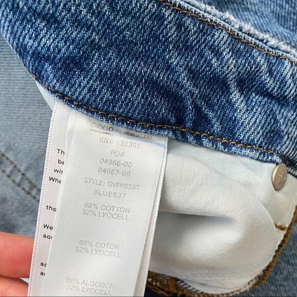 Good American Straight Leg Jeans SZ 2/26 High Waisted Frayed Hem - Picture 5 of 6